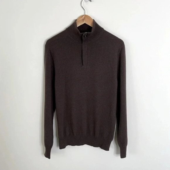 ERMENEGILDO ZEGNA  Cashmere Half-Zip Mock-Neck Sweater quiet luxury prep… - Picture 2 of 11